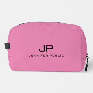 Elegant Modern Template Monogram Pink Solid Colour Dopp Kit