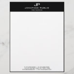 Elegant Modern Template Monogrammed Black White Letterhead<br><div class="desc">Elegant Modern Template Monogrammed Black White Letterhead.</div>