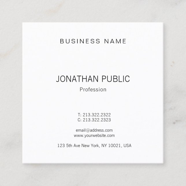 Elegant Modern Template Professional Fashionable Square Business Card (Front)