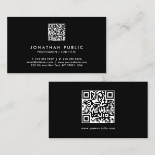 Elegant Modern Template QR Code Black And White Business Card