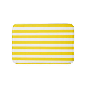Elegant Modern Template Yellow White Striped Bath Mat