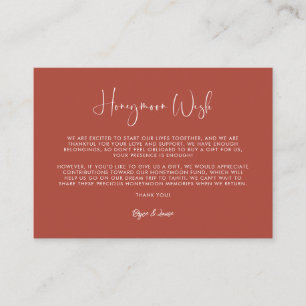 Elegant & modern terracotta Honeymoon wish Enclosure Card