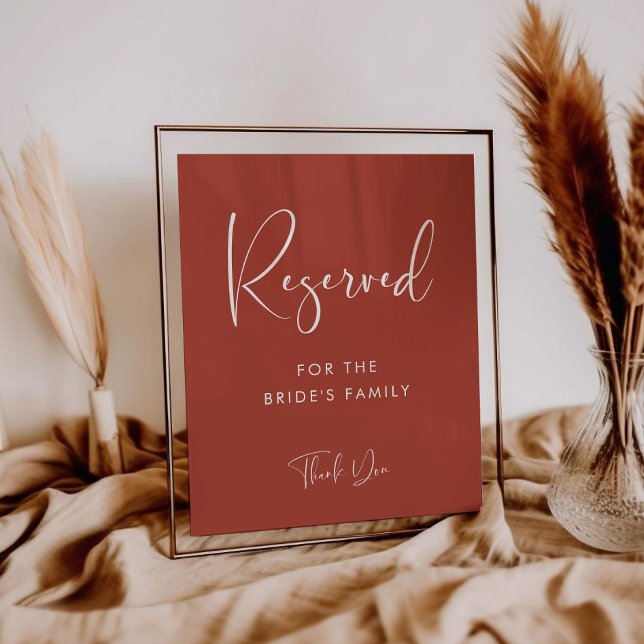 Elegant & Modern Terracotta wedding Reserved sign (Creator Uploaded)