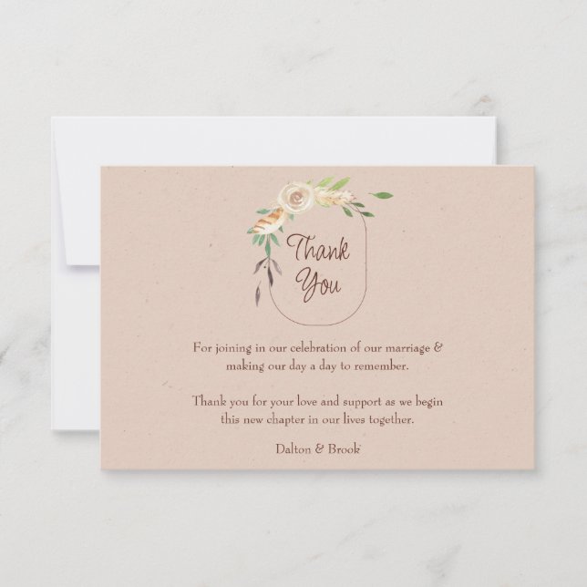 Elegant & Modern Terracotta Wedding Thank You Card (Front)