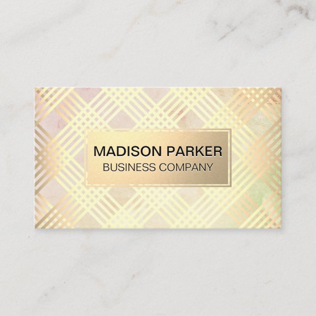 Elegant Modern Texture | Gold Metallic Lines Business Card (Front)