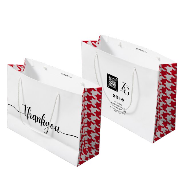 Elegant Modern Thank You Business Purchase Red Large Gift Bag (Creator Uploaded)