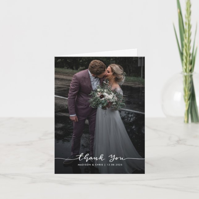 Elegant Modern Thank You Script Wedding Photo  (Front)