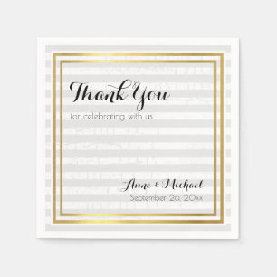 Elegant Modern thank-you striped wedding Napkin