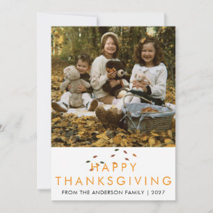 Elegant Modern Thanksgiving Family Photo Autumn Holiday Card