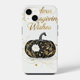 Elegant Modern Thanksgiving Wishes Card iPhone 14 Case