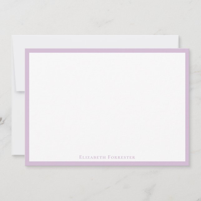 Elegant Modern Thistle Purple Border Flat Note Card (Front)