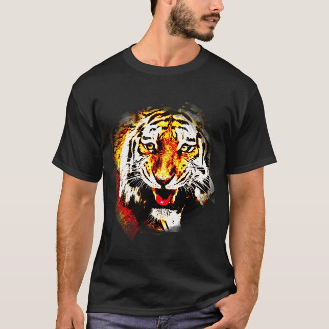 Elegant Modern Tiger Template Black Colour T-Shirt (Front)