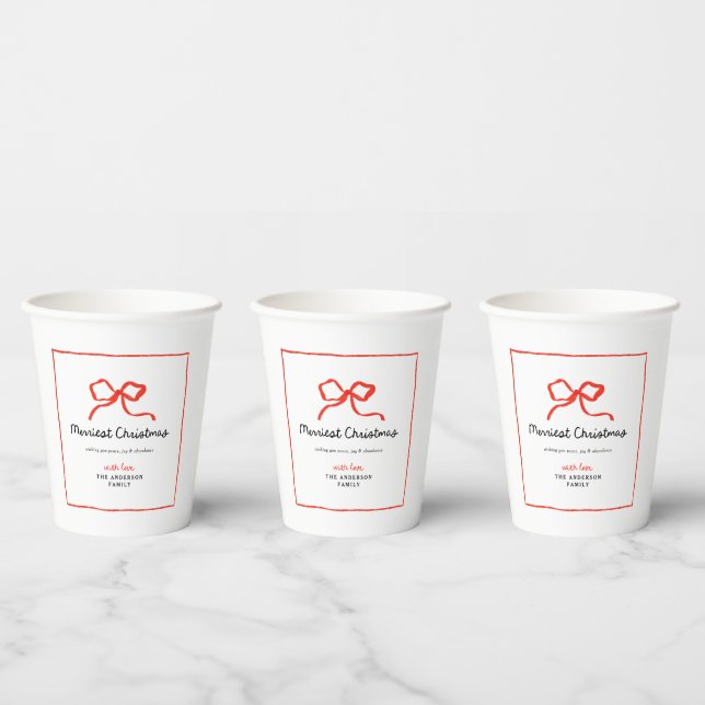 Elegant modern traditional red bow Christmas Paper Cups (Multi)