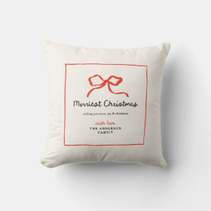 Elegant modern traditional red bow Christmas Throw Pillow