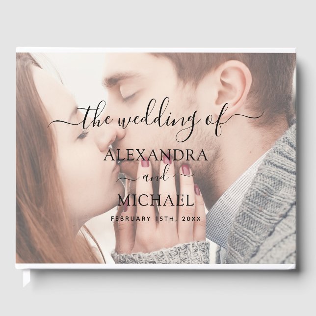 Elegant Modern Transparent Photo Wedding Guest Book (Front)