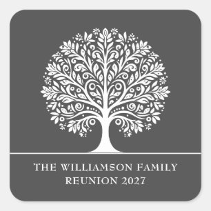 Elegant Modern Tree Family Reunion Square Sticker