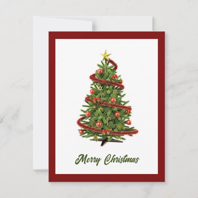 Elegant Modern Trendy Christmas Tree Non Photo  Holiday Card (Front)