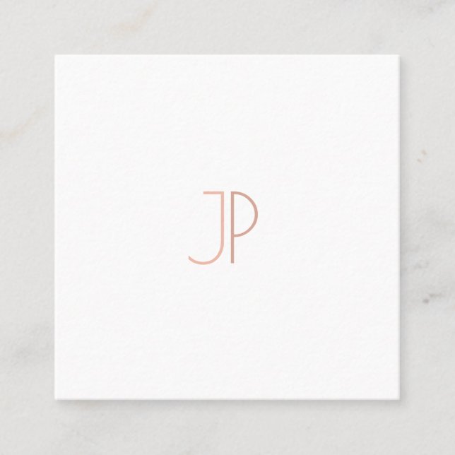 Elegant Modern Trendy Design Monogram Plain Luxury Square Business Card (Front)