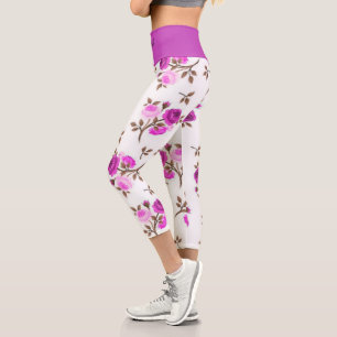 Elegant Modern Trendy Floral Capri Leggings