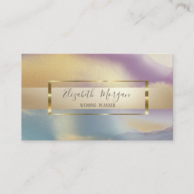 Elegant Modern Trendy Glitter,Gold Frame Colourful Business Card (Front)