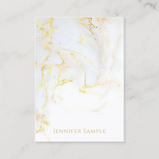 Elegant Modern Trendy Gold Marble Professional Top Business Card (Front)