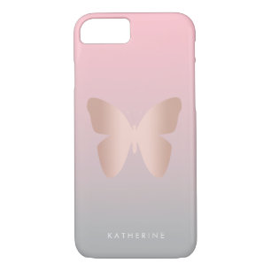 Elegant modern trendy rose gold butterfly Case-Mate iPhone case