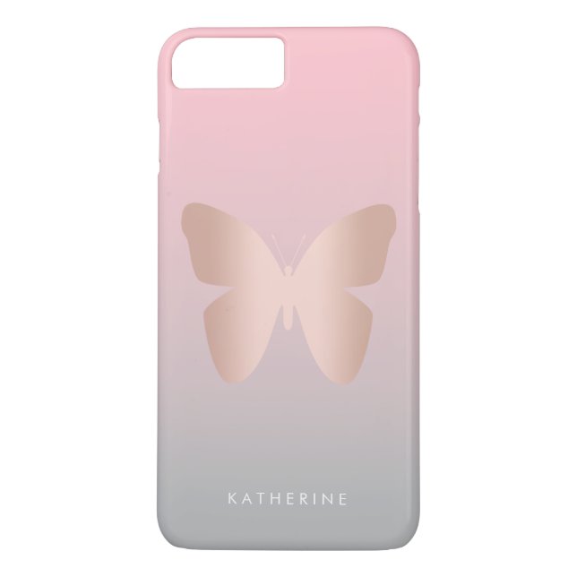 Elegant modern trendy rose gold butterfly Case-Mate iPhone case (Back)