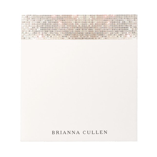 Elegant Modern Trendy Silver Sequins Notepad (Front)