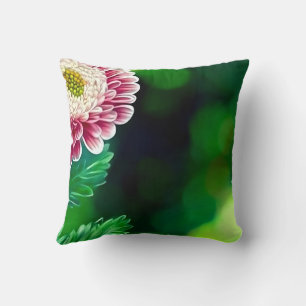 Elegant Modern Trendy Stylish Pink White Floral Throw Pillow