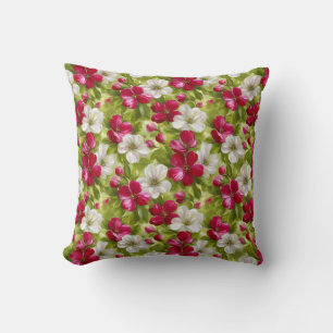 Elegant Modern Trendy Stylish Pink White Floral Throw Pillow