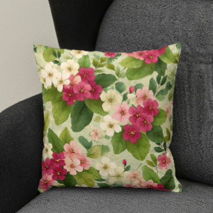Elegant Modern Trendy Stylish Pink White Floral Throw Pillow