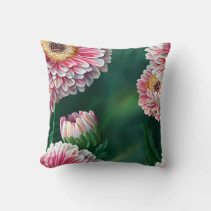 Elegant Modern Trendy Stylish Pink White Floral  Throw Pillow