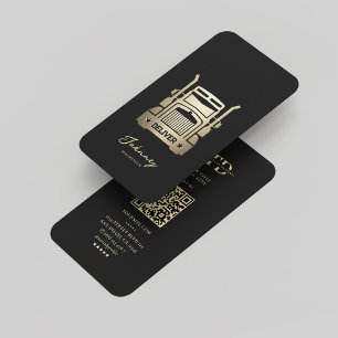 Elegant Modern Truck Driver Black Gold Monogram Business Card