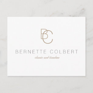 Elegant Modern Two Initial Monogram Postcard