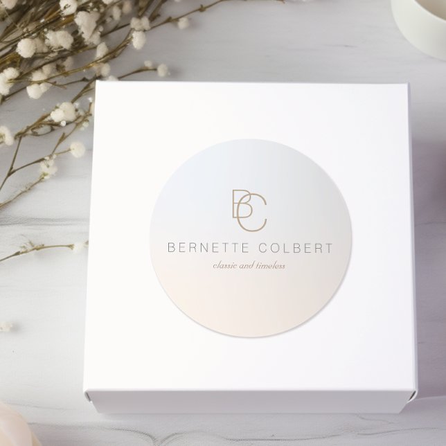 Elegant Modern Two Initial Monogram Professional 2 Classic Round Sticker (Creator Uploaded)