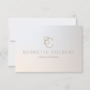 Elegant Modern Two Initial Monogram Professional 2 Thank You Card