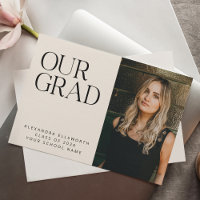 Elegant Modern Two Photo Ivory Simple Graduation