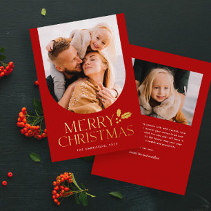 Elegant Modern Type Merry Christmas Photo Foil Holiday Card