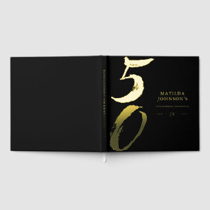 Elegant Modern Typography 50th Birthday  Guest Book