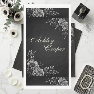 Elegant Modern Typography Black & White Monochrome Napkin