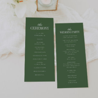 Elegant Modern Typography Dark Olive Green Wedding Program