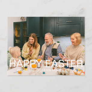 Elegant Modern Typography Easter Family Photo Holiday Postcard