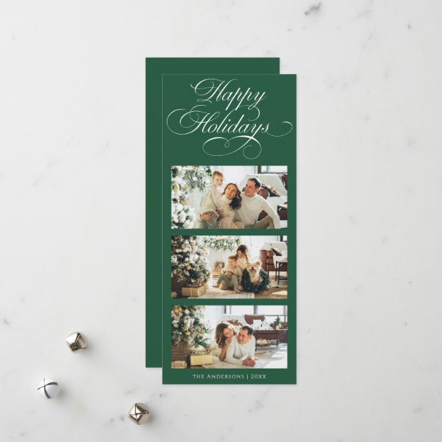 Elegant Modern Typography Photo Collage Christmas Holiday Card (Front/Back In Situ)