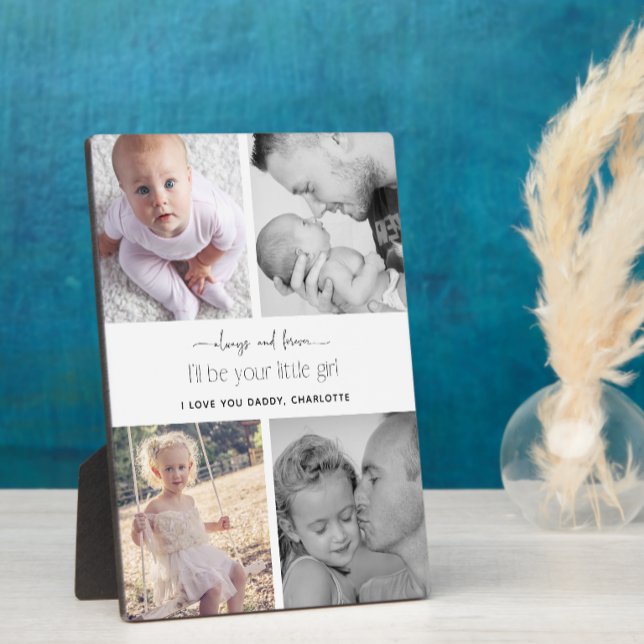 Elegant Modern Typography Photo Collage Plaque (Easily personalize this photo collage plaque for a Father's Day gift he'll treasure)