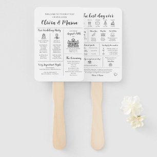 Elegant Modern Unique Infographic Wedding Program Hand Fan