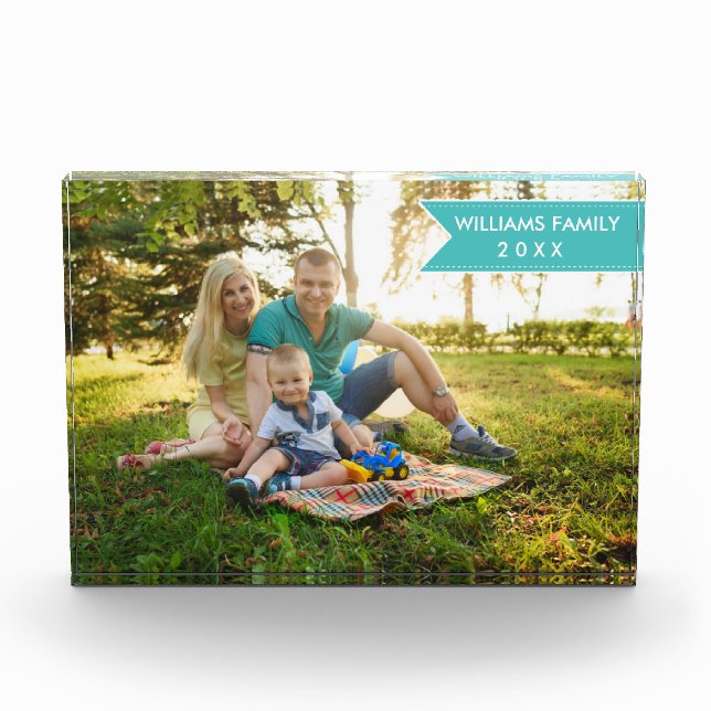 Elegant Modern Unique Personalized Family Photo Block (Front)