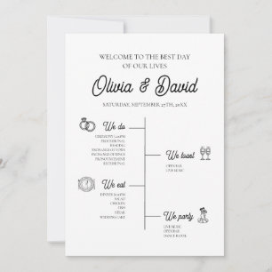Elegant Modern Unique Wedding Timeline Program