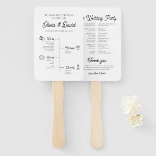 Elegant Modern Unique Wedding Timeline Program Hand Fan