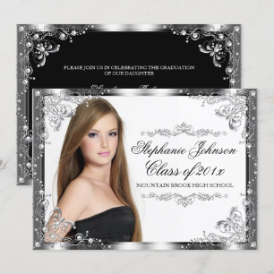 Elegant Modern Vintage Damask Graduation Card