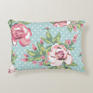 Elegant modern vintage feminine pattern floral dot accent pillow